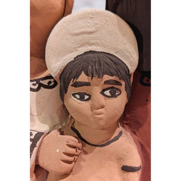 Vtg Pottery Peruvian Clay Folk Art Mary Joseph Baby Jesus Nativity Statue 9" - Picture 6 of 16